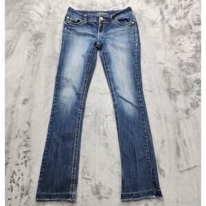 Maurices Jeans Womens 5/6 Blue Low Rise Bootcut Raw Released Hem Stretch Denim